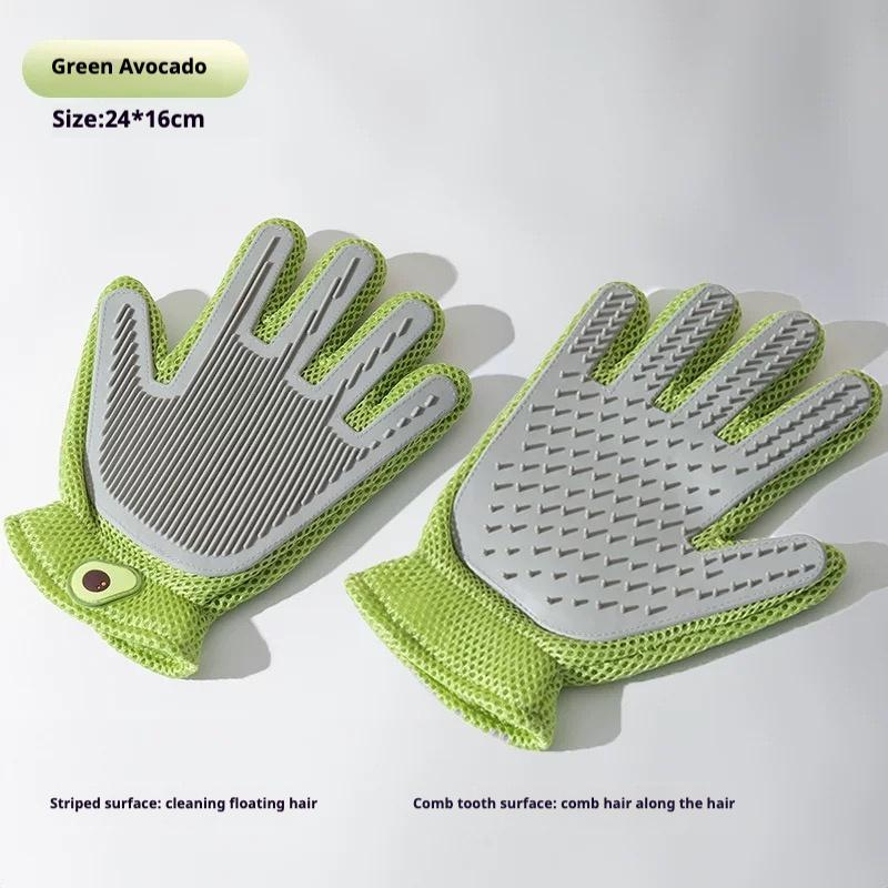 Cute Monster Big Eyes Pet Grooming Gloves - Double-Sided De-Shedding & Massage Brush for Dogs & Cats