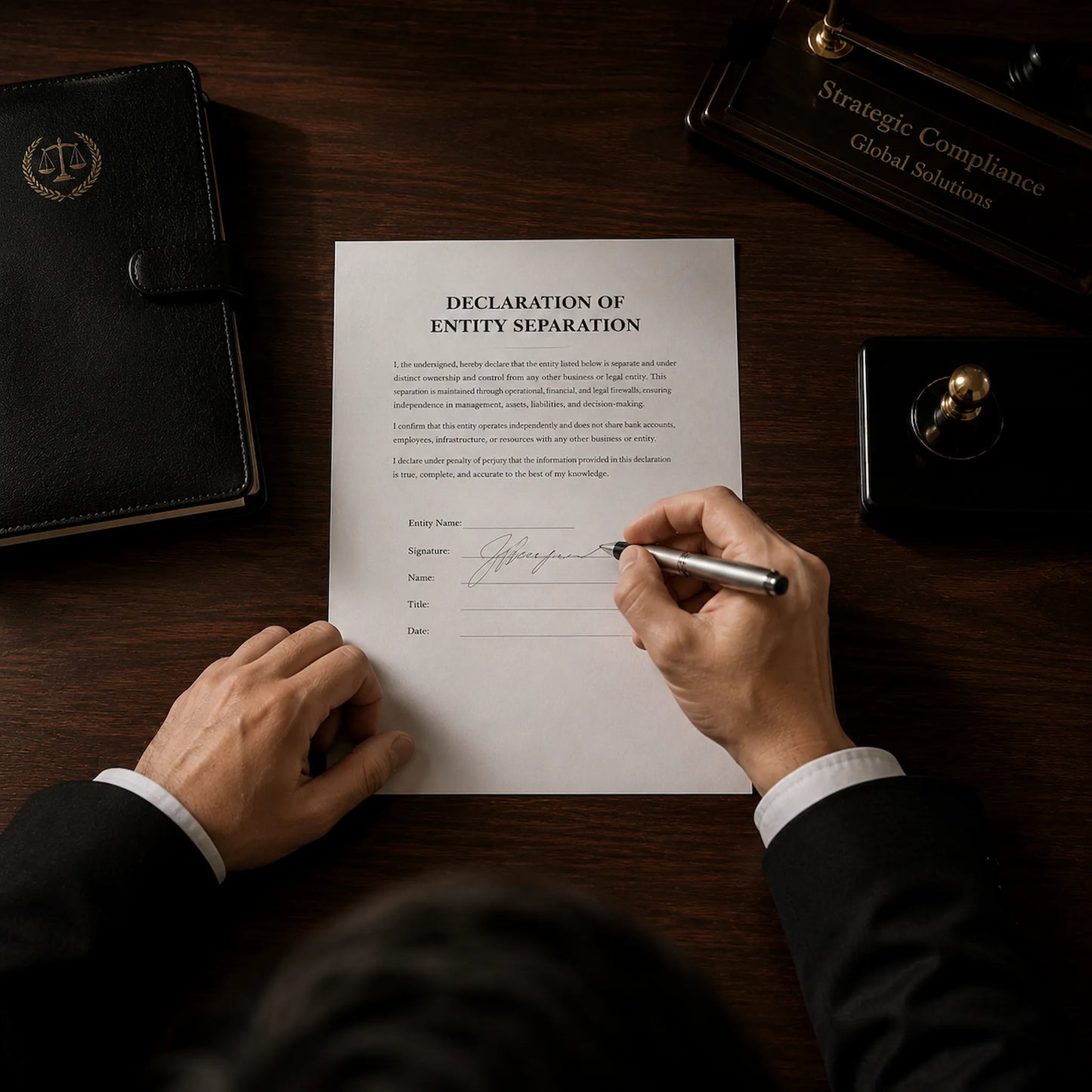 Asian legal expert signing the Declaration of Entity Separation for Amazon Section 3 related account appeal